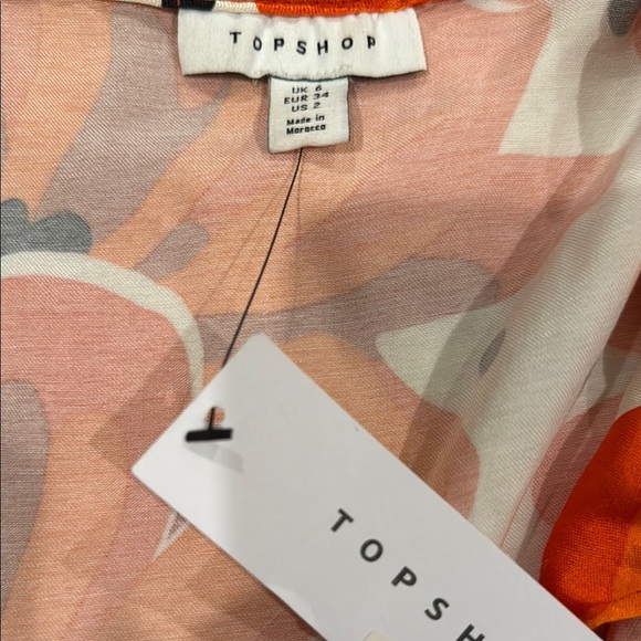 Topshop Orange Floral Mini Dress - Picture 4 of 8